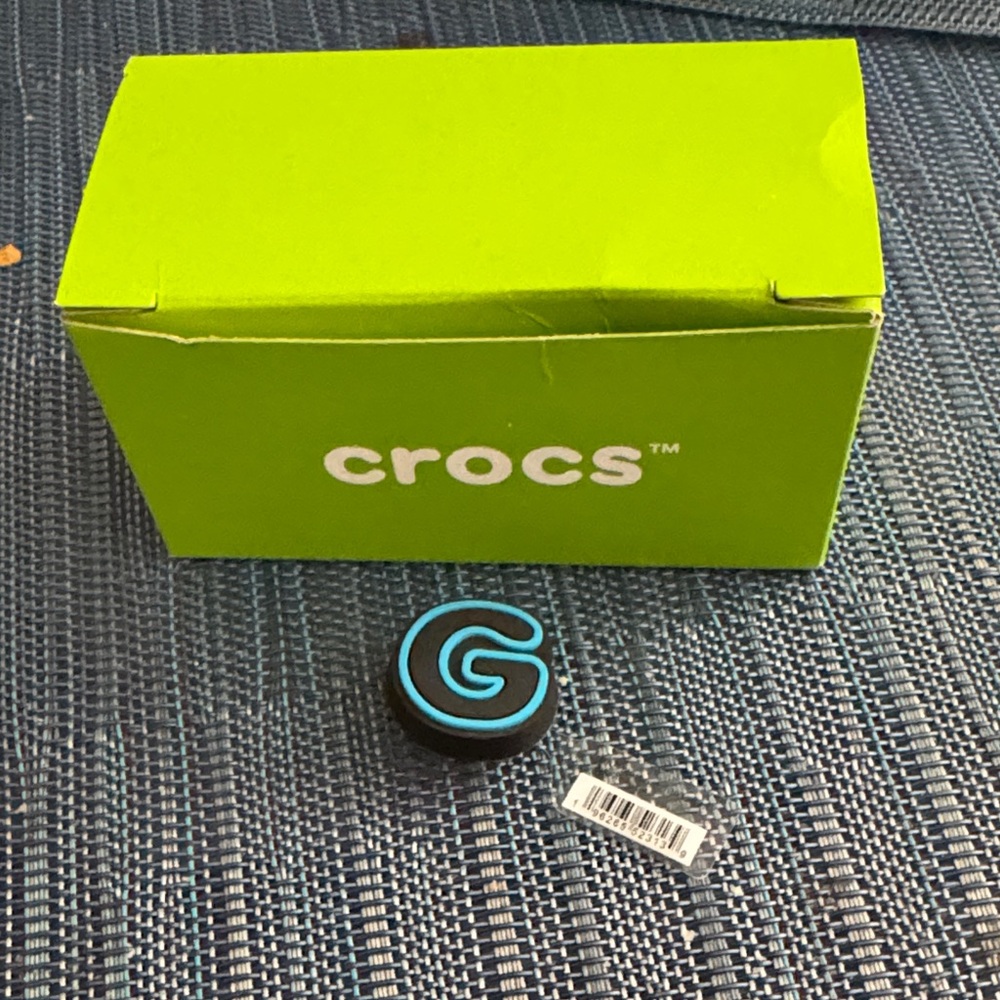 CROCS Bright Green Box with Blue G Charm